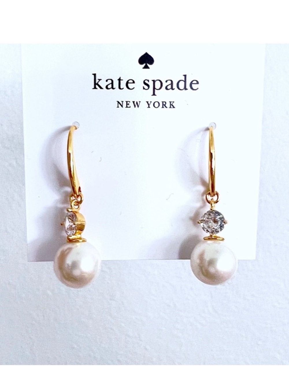 Kate Spade Gold and Cream Pearl Drop Earrings